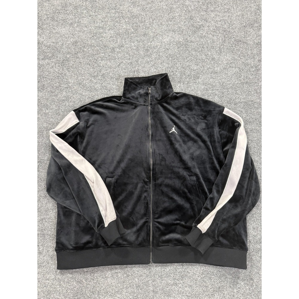 Jordan Track Jacket Mens Large Black Velour Full Zip Oversized Fit Basketball